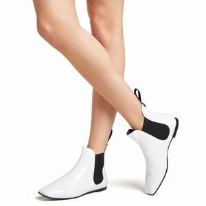 Giuseppe Zanotti Pigalle 05 Ankle Boots White Patent Leather Chelsea IT 38 US 8